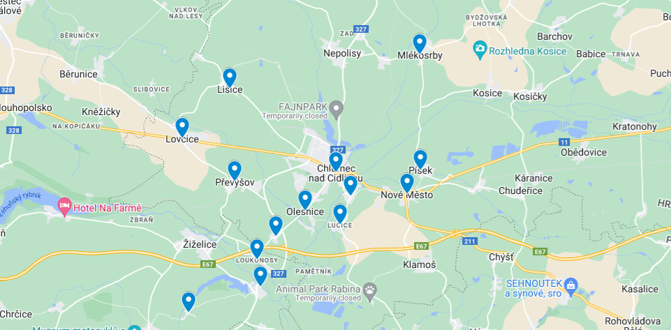 Mapa pokrytí internetu firmou Stack